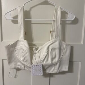 Le AL.X Women's Size L Sweetheart Tank Strap Crop White Bustier NWT $259 L530